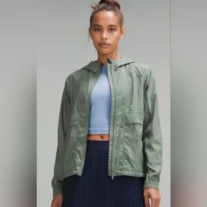 Lululemon Hood-Lite Jacket zip up packable jacket grey eucalyptus size XS